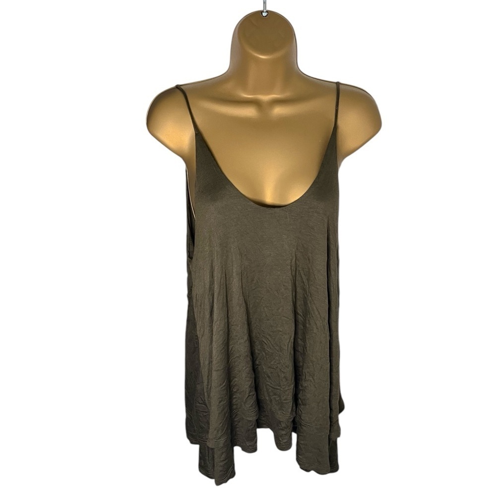 Jolie Flowy Tank Top Dark Olive Green Small